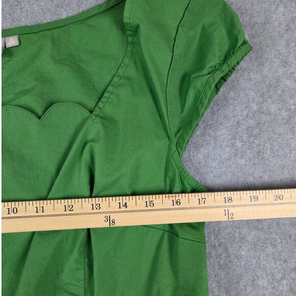 eShakti Dress Size 1X 16W Green Scallop Neck Cap Sleeves Side Zipper Pockets - Picture 14 of 16